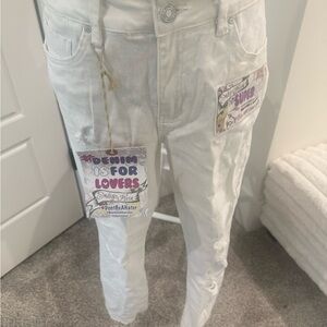 Indigo Rein Light White Ankle Jeans